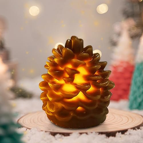 LED Kerzen Weihnachtsdeko Tannenzapfen Elektrische Weihnachtskerzen Beleuchtung Für Innen, Fenster, Tisch (Braun)