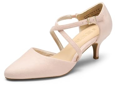 DREAM PAIRS Donna Scarpe col Tacco Eleganti Decollete Tacco Pompe Gattino Punta Chiusa,Size 42,Rosa,SDPU2437W-E