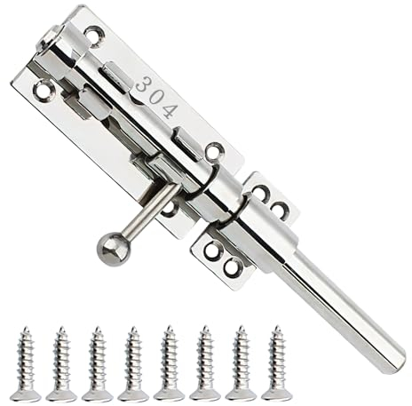 Chiavistello Porta Scorrevole, 20CM Addensato Bullone Serratura Porta Bulloni Scorrevoli Serratura Chiavistello Cancello con Viti, Chiusura Porta per Porte a Shed, Cancello da Giardino