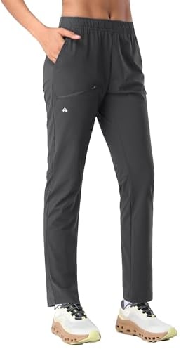 Pioneer Camp Jogginghose Damen Leicht Freizeithose Atmungsaktiv Schnelltrocknend Sporthose Trainingshose Sweathose Damen Lang mit 3 Taschen UPF50+ Grau S