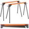 TANGZON 500kg Folding Saw Horses Twin Pack, 2PCS Heavy Duty Workbench Metal Trestle Stands with Quick Open Legs & 2 x 4 Support Arms, Portable Sawhorses Pair (Black+Orange)