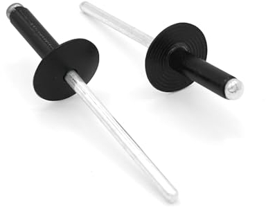 NOLDAR | Rivets pop en aluminium à tête large. 4,8 x 25 mm. Tête de 16 mm. Couleur NOIR (100 pièces)