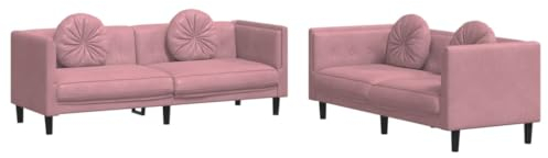vidaXL 2-TLG. Sofagarnitur mit Kissen Rosa Samt