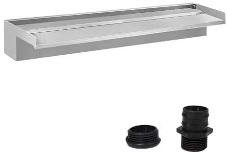 E-ANG.W Edelstahl Wasserfall,Wasserspeier mit Breiter Fließender Plattform,Geeignet für Gartenteich,Terrassen,Schwimmbäder und Wassermerkmale(40 cm)
