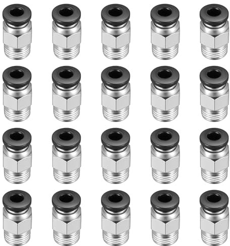 20 STK PC4-M10 Stecker, PC4-M10 PTFE Connectors, Pneumatik-anschlussstücke, Pneumatic Connectors, Male Straight Pneumatic PTFE Tube Push für E3D-V6 Gewinde M10