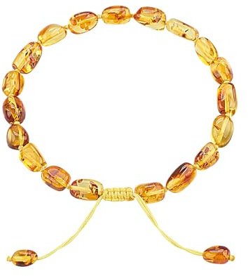 ELEGAMBER Baltischer natürlicher Bernstein-Armband,100% zertifiziert und authentisch,hohe Qualität,echter ursprünglicher Baltischer Bernstein. (Goldgelb, 20cm)