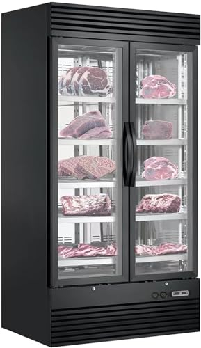 Kolice Commercial Aging Beef Showcase Fridge, Double Doors Beef Aged Cabinet, Aging Meat Refrigerator, Dry Aging Meat Refrigerator-1000L, 10 Tiers,Temperature: -5℃ to 10℃