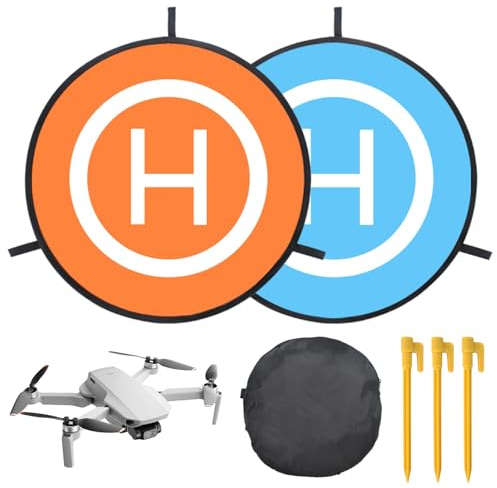 Drone Landing Pad, 55CM/22'' Drohnen Landeplatz, Wasserdichte Faltbare Landung Pads, Drohnen-Landeplatz-Zubehör mit Heringen, für DJI Mavic 2 Pro/Zoom/Mavic Pro/Mavic Air 2/Spark/FIMI X8SE/Mavic Mini