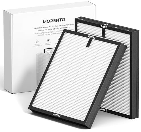MORENTO Genuine Air Purifier Replacement Filter, True HEPA Filter Compatible with MR5866 for 99.97% Air Pollutants, Odor and Smoke, Original Version 2 Pack