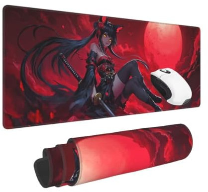 Gaming Mauspad XXL Rot Großes Mousepad 800*400mm Rutschfeste Schreibtischunterlage Fee Mouse Pad mit Vernähte Kanten Verbessert Desk Mat Mauspad Groß Geschwindigkeit und Präzision für Gaming und Büro