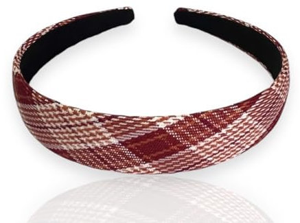 Schottischer Schottenkaro-Kariertes Haarband -Tartan haarband für kinder-Weihnachts-Stirnband für Mädchen (für Mädchen ab 3 Jahren) (Burgunderrot, Weiß und Orange, 1 stück (1er Pack))