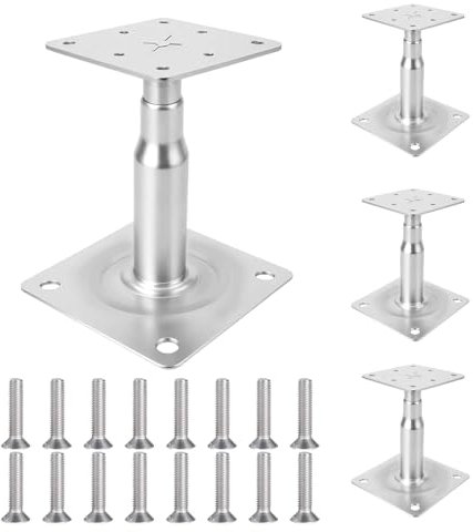 Hengrongshen Lot de 4 supports de poteau réglables en hauteur de 100 à 130 mm - Support de poteau réglable pour clôtures, abris, pergolas, travaux de construction