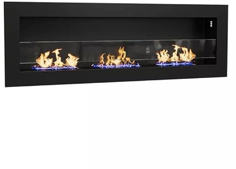 Cheminée éthanol encastrable Foggia XL, 120L x 15p x 40H, 2kW / 1L