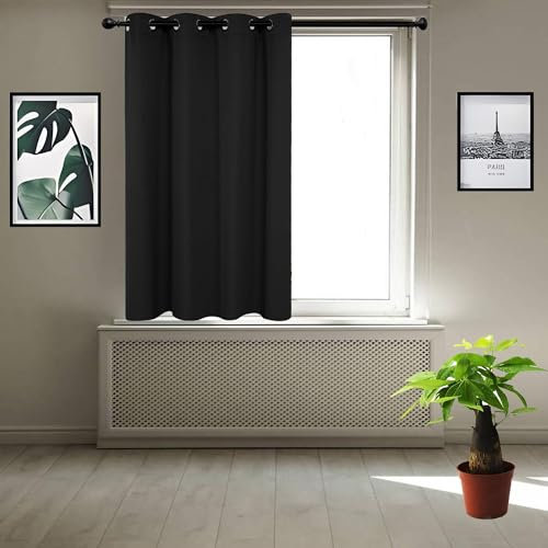 Rideau Occultant Thermiques Anti Froid 150 x 180 cm Tenture Opaque à Oeillets Isolation Draperies Intérieurs Modernes Finitions de Haute Qualité,pour Salon, Noir