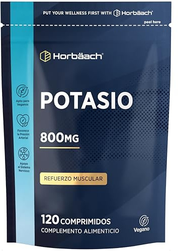 Potassio Integratore 800mg | 120 Compresse Vegane | ad Alto Dosaggio | Potassium | Horbaach
