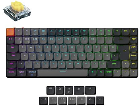 Keychron K3 QMK Ultra-Slim Wireless Bluetooth/Wired Mechanical Keyboard, RGB LED Backlight, Hot-swappable Low-Profle 2.0 Mechanical Banana Switch for Mac/Windows/Linux(Version 3) - UK Layout