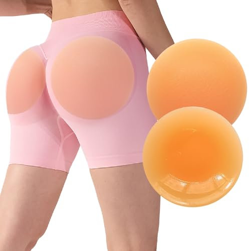 Wieysdoo Klebende Silikon Po-Polster,rutschfeste Haftwirkung Hüftpolster & Po-Lifter für Frauen, Formende Unterwäsche mit Polstereinlagen für Voluminöse Po-Form,Hautton,2er-Pack,L
