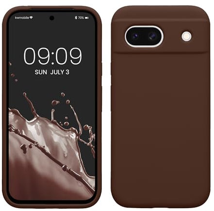 kwmobile Carcasa Compatible con Google Pixel 8a Funda - Case TPU y Silicona antigolpes - Apto Carga inalámbrica - Chocolate