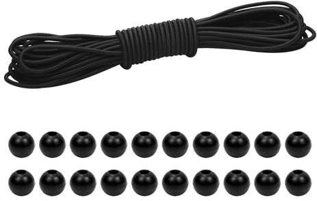 suruikei Corda di gomma 3,5 mm x 10 m, nera, elastica di espansione, corda di gomma, corda di tensione con gancio, accessori fai da te (nero, 3,5 mm x 10 m)