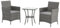 SVITA Brooklyn Bistro Gartenmöbelset 3-teilig Rattan Outdoor Gartenlounge Terrasse Balkon Garten Sitzgruppe mit 2 Sesseln und Tisch Grau