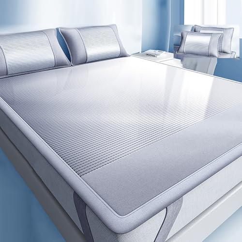 Bequeme Kühlmatte für Menschen Eisseide mit Kissenbezug für Erwachsene, Kühlende Bettauflage für Sommerschlafmatte, Schlafsaal & Familie(Gray,W 180cm x L 200cm/70.9 x 78.7)