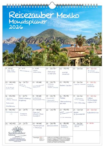 Reisezauber Mexiko Planer DIN A3 Kalender für 2026 Strand Maya Cancun Chichén Stadt Reise Land Urlaub - Seelenzauber