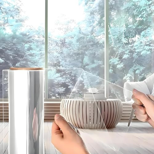 AVOID Pellicola per Vetri Finestre – Pellicola Adesiva per Vetri Trasparente con Protezione Solare – Blocca 99% dei Raggi UV – Riutilizzabile – Spatola, Taglierino e Spruzzino Inclusi (60x300 cm)