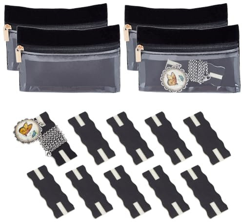 OLYCRAFT 10pcs Black Portable Tangle-Free Necklaces Organizer with 4pcs Bags Tangle-Free Jewelry Organizer Necklace Card Holder Universal Jewelry Storage Case for Home Travel Chain Necklaces Storage