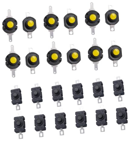 Interrupteur Poussoir Autobloquant pour Lampe Torche, Lot 24 Pièces Noir | Contact Électrostatique, Ressort Souple, Structure Simple, Modèles Xy Tz1413 Kan 28