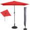 Meublorama L'indispensable été : Parasol inclinable Rouge + Housse Anti-UV + Pieds en Ciment 25Kg