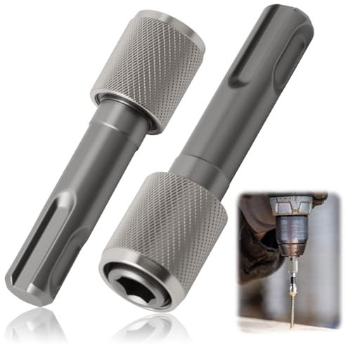 2PCS SDS Drill Bit Adapters, 6.35mm 1/4 Inch Hex Socket Drill Holder Converter SDS Socket Adaptor Set Round Shank to Hexagonal Shank Quick Change Conversion Tool for Power Drills Hammer Drills