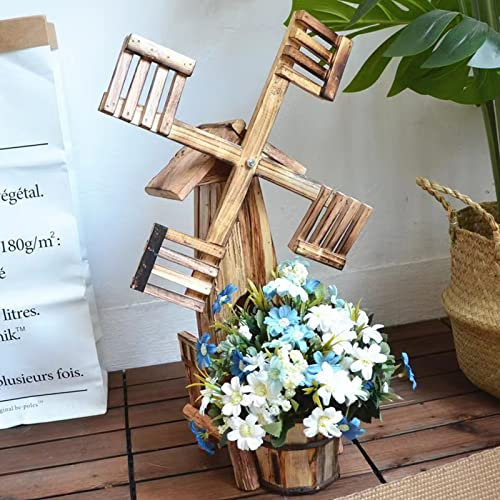 Solid Wood Retro Rotating Windmill Creative,outdoor Garden Window Props Kindergarten Decoration Ornaments (Wood)