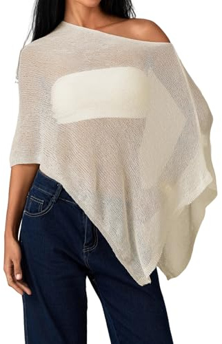 Qtinghua Poncho transparent pour femme - Boléro léger tricoté - Pull d'été transparent en maille, jaune, taille unique