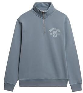 Superdry Mens Athletic Essential Half Zip Sweatshirt Flint Stone Blue Grey