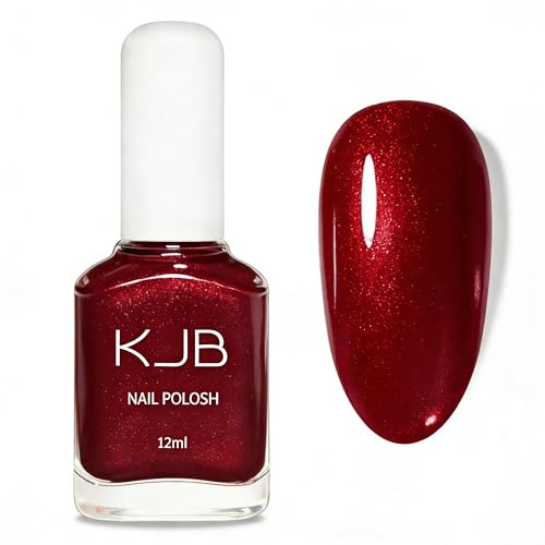 Nagellack Perlmuttrot Glitzer Schnell trocknend & Langanhaltend Einfarbiger Farblack - Shimmering Sparkly Nail Polish für DIY Nageldesign - Quick Dry ungiftiger Nagellack - Ohne UV Lampe (WINE RED)