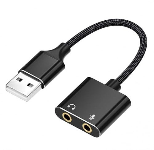 XAGMODSHN Double Function USB Sound Adapter Wire Headphone And Microphone Sound Card For Gaming Podcasting & Online Meetings Aluminium Housing