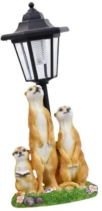 Harilla Erdmännchen-Gartenfigur mit Solarlicht, einzigartige dekorative Harzfigur für den Außenbereich, Hof, Garten oder Rasen