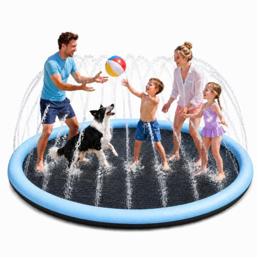 BASVII Splash Pad 170cm, Piscina Chorros Niños para Niños y Perros