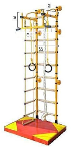 NiroSport Sprossenwand Kinderzimmer M2 Klettergerüst Klimmzugstange Turnringe Klettertau Strickleiter