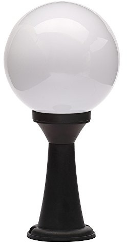 LITECRAFT Lancaster Post Light Outdoor Fitting with White Globe Shade - Black