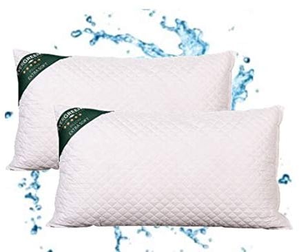 EVERGREENWEB - Cuscini Letto Coppia 40x70 alti 15cm 2 Guanciali lavabili in Lavatrice a 30° Ortopedici per Dolori Cervicali Arredo Divano Decorativi Imbottitura 100% Fiocco