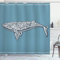 ABAKUHAUS Nautisch Duschvorhang, verschönern Wal, Stoffliches Gewebe Badezimmerdekorationsset mit Haken, 175 x 180 cm, Blaugrau Weiß