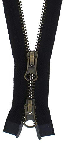zipworld 2-Wege Reißverschluss Metall Brüniert teilbar 5mm 2MB schwarz-322 (88cm)