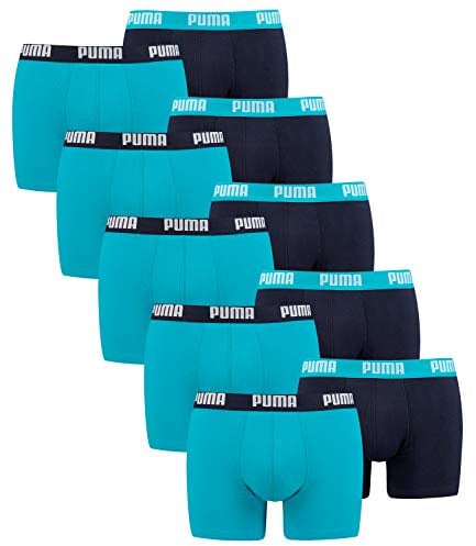 PUMA 10 er Pack Boxer Boxershorts Men Herren Unterhose Pant Unterwäsche, Farbe:796 - Aqua/Blue, Bekleidungsgröße:M