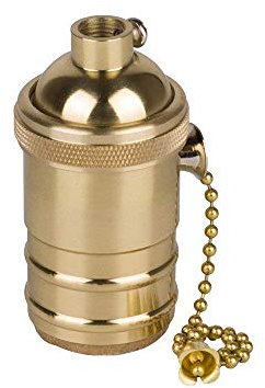 PIANUO Douille Culot de Lampe avec OFF/ON Interrupteur de Chaîne en Cuivre Laiton Vintage Support pour Rétro Edison Style Ampule E27 DIY