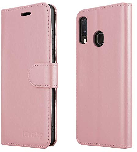 For Samsung Galaxy A20e Case Wallet Book [Stand View] Card Case Cover Magnetic Closure [Kickstand] Full Protection Premium Leather Folio Case Compatible with Samsung Galaxy A20E Phone Cover (RoseGold)