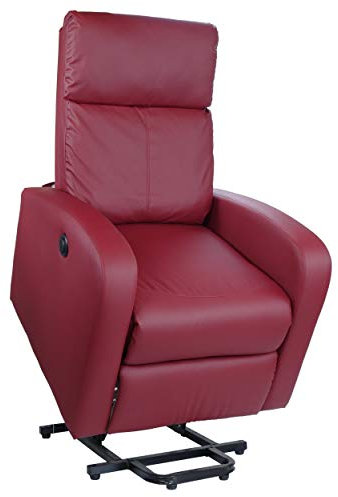 Totò Piccinni Poltrona Relax Reclinabile con Poggiapiedi Imbottita Confortevole (Alzapersona con Massaggio, Ecopelle Bordeaux)