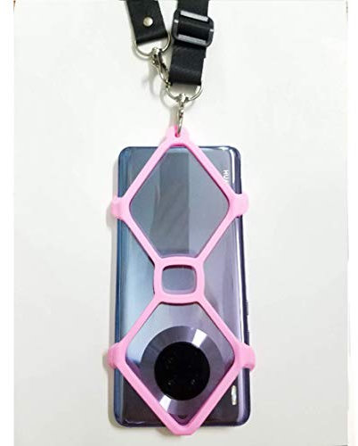 MOJÜROCZY Universal Phone Lanyard Silicone Case Holder fit 4.5''- 6.5'' Smartphone with Adjustable Neck Strap for iPhone 11 Pro X 8 7 6 Plus SE Samsung Galaxy Note Huawei (Pink)