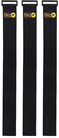 Super-Stretch Wrap-It Storage Straps, 40-in x 2-in (3-Pack) - Elastic Hook and Loop Cinch Straps - Pool Hose and Cable Straps, Garage and RV Storage Accessories