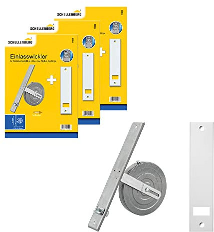 3 er Set Schellenberg 11500 Unterputz-Gurtwickler MAXI, Einlasswickler inkl. Abdeckplatte, Lochabstand 26 cm